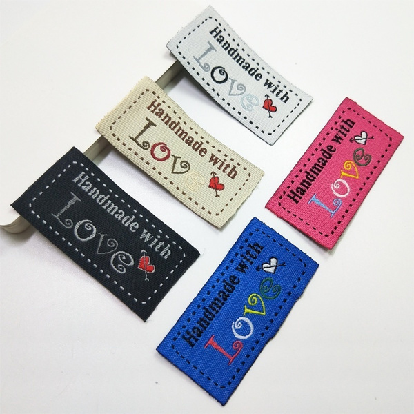 Fabric Labels 'Hand Made With Love' Sew On Garment Clothing Label