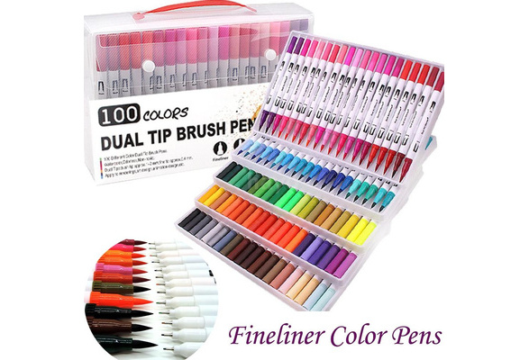 12/24/36/48/60/100/120 Colors Dual Tip Brush Pens Art Markers Set Flexible  Brush & 0.4mm Fineliner Tips Watercolor Color Pens Perfect for Children  Adults Artists Journaling Drawing Sketching Coloring Calligraphy Hand  Lettering