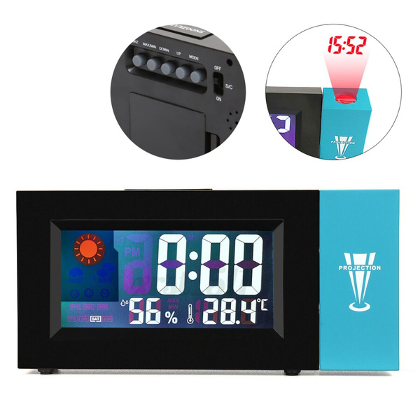 Projection Alarm Clock Weather Thermometer Calendar Backlight LED Digital NEW 