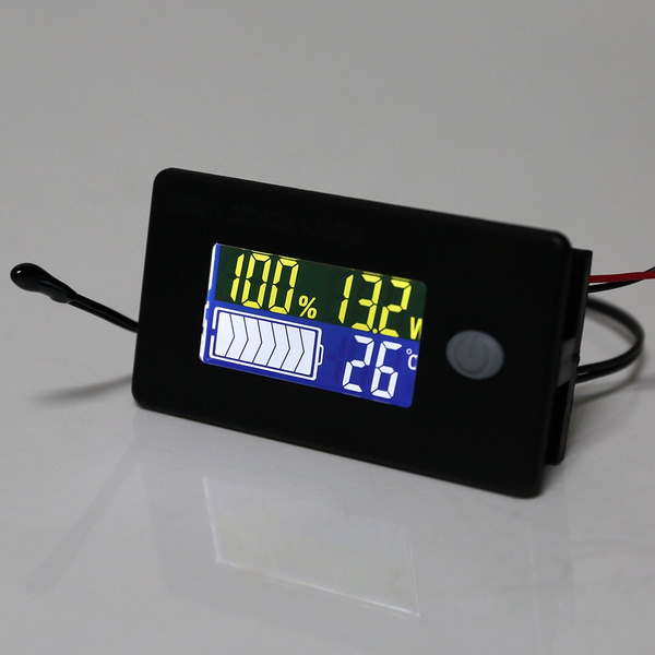 Battery Capacity Monitor 10-100V Gauge Meter Voltmeter With Temperature