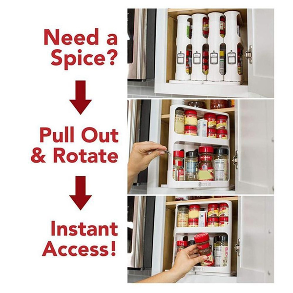 Spice Organizer Multifunctional Rotating Kitchen Shelf Sliding