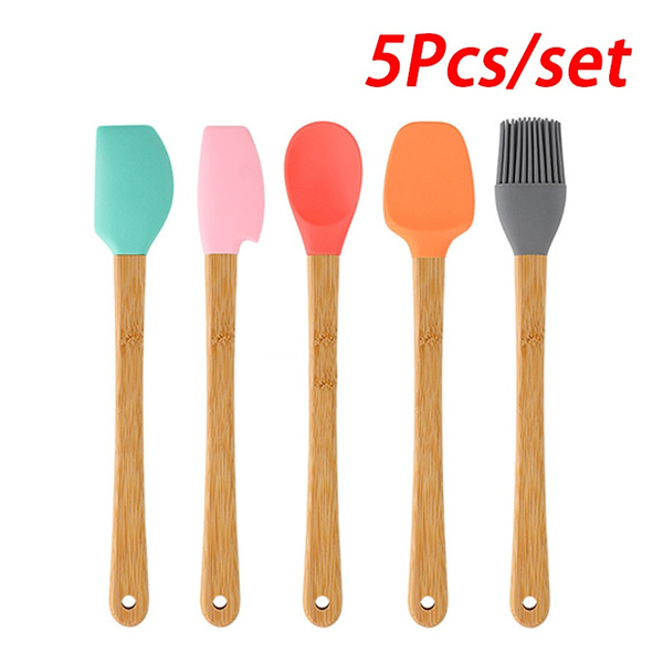 5pcs Set Silicone Spatula Heat Resistant Mini Rubber Spatula Set Cooking Spatulas For Nonstick Cookware Baking Kitchen Spatula Set Wish