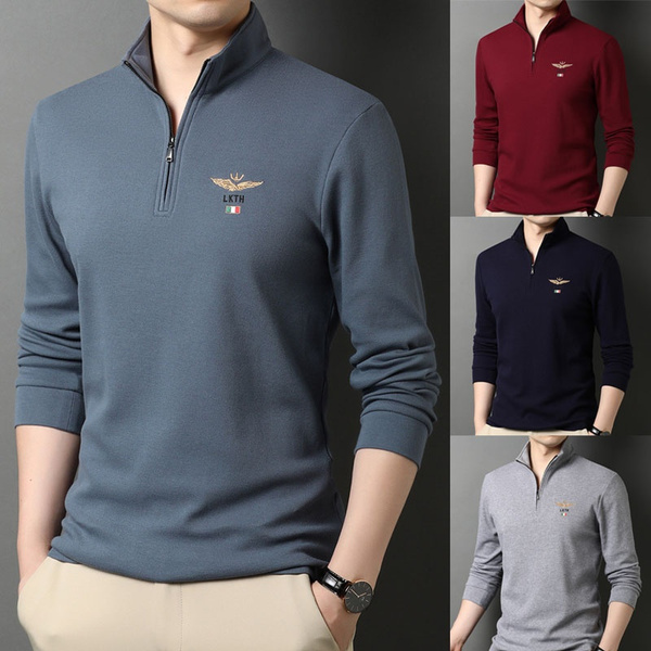 men's long sleeve polo shirts with collar