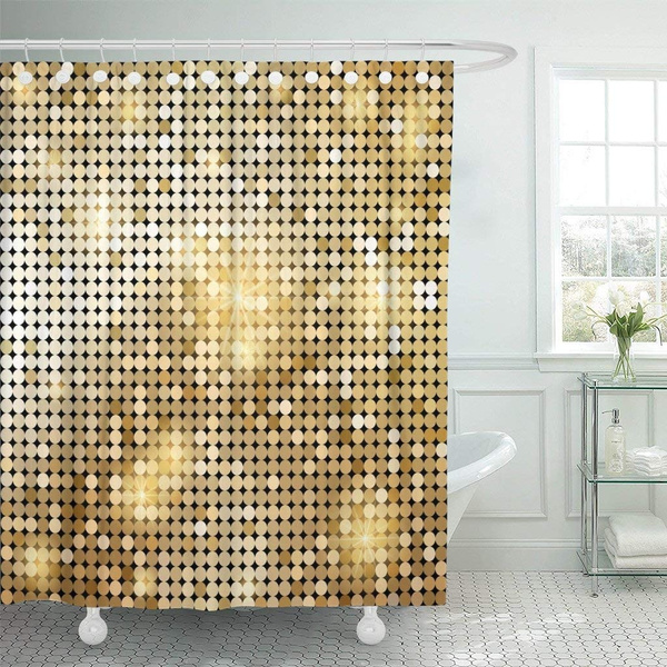 Yellow Gold Golden Shiny Mosaic In, Shiny Shower Curtain Hooks