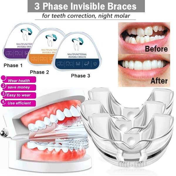 3 Phase Silicone Invisibile Tooth Set Teeth Corrector Braces Dental Orthodontic Appliance Retainer Mouthguard Braces Teeth Tray Night Molar Wish