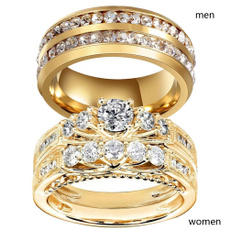Couple Rings, yellowgoldplatedring, weddingbandssetsforhimandher, wedding ring