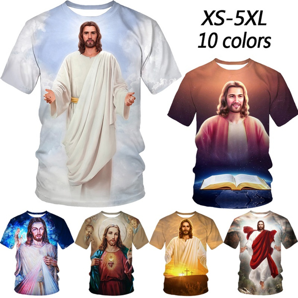 God! Cross Jesus Loves All Christian Men's Fashion 3D Printed T-shirts  Christ Casual Short Sleeve T-shirt