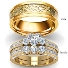 Steel, DIAMOND, wedding ring, gold