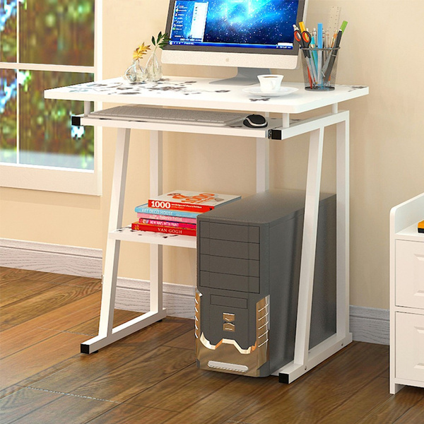 Desktop Computer Desk For Small Spaces, Low Computer Desk With Keyboard Tray