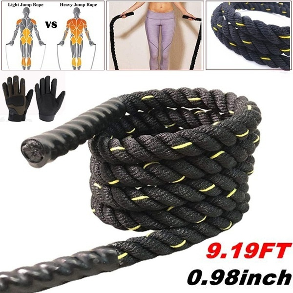 Heavy Skipping Jump Rope Weighted Battle Rope 9ft Length 1 inch Diameter Fitness 