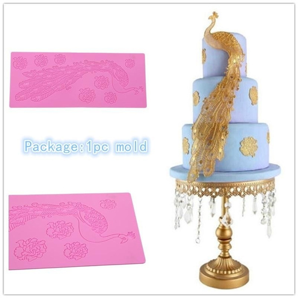 3D Peacock Silicone Lace Fondant Mold Sugar Candy Cake Decorating Mould  W 