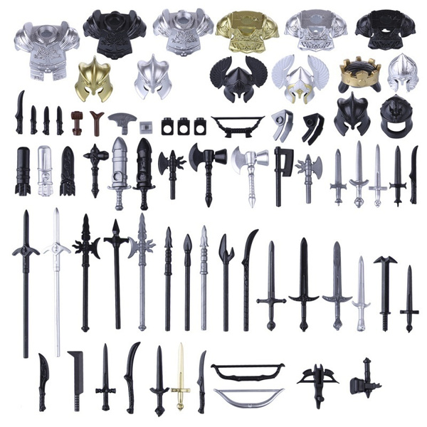 Goshfun 49Pcs Ancient Greek Ancient Roman Medieval Figure Weapon Armor Set Small Particle Building Bricks Toy Kit 