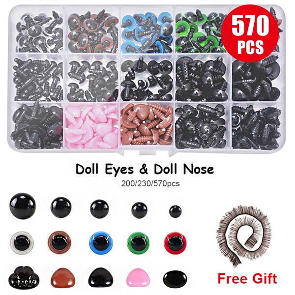 200/570Pcs Plastic DIY Doll Eyes Nose Kit Colorful Safety Eyes Noses