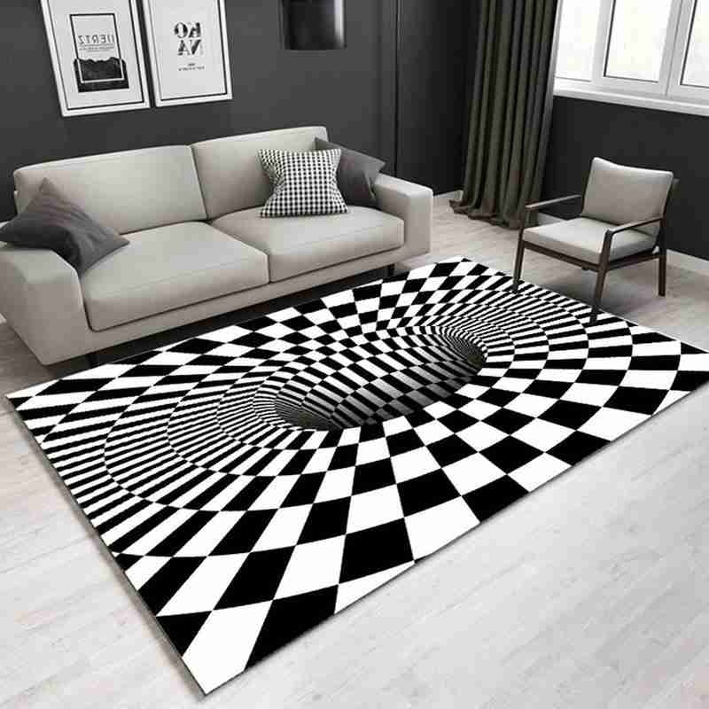 3D Printed Round Vortex Illusion Living Room Rug Carpet Floor Door Anti-slip Mat