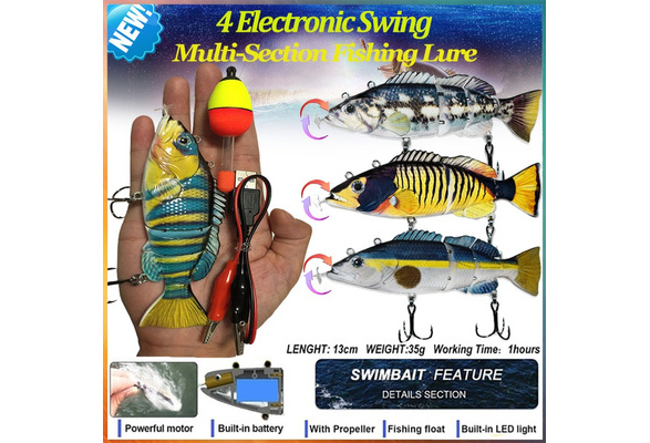 Electric Fishing Lure 4-Segement Swimbait/Vibrate-strike Bait USB  Rechargeable Artificial Bait