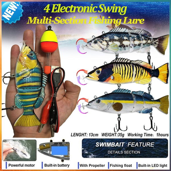 Electric Fishing Lure 4-Segement Swimbait/Vibrate-strike Bait USB