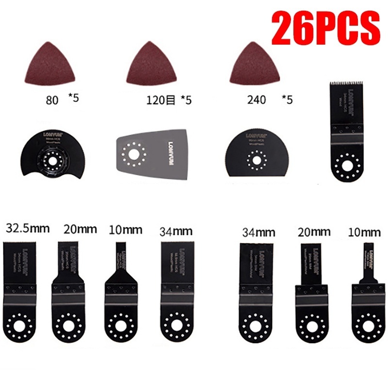 26PCS Oscillating Multi Tool Saw Blade For Fein Ridgid Makita Bosch Rotary Set