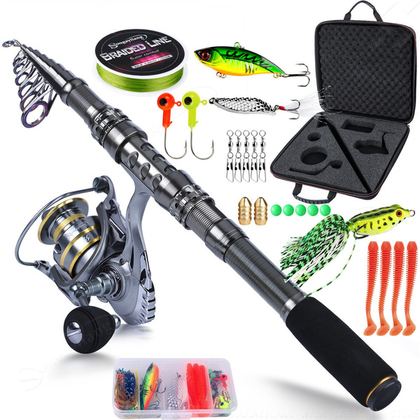 Sougayilang Fishing Rod Reel Combos 1.8-3.3m Portable Telescopic Fishing  Pole Spinning Reel with Fishing Carrying Case Line Lure Hook Connector for  Travel Freshwater Fishing