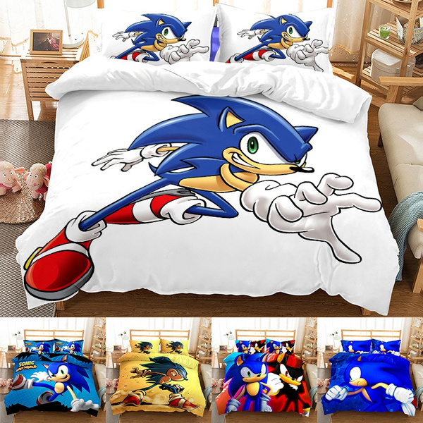 Kid Sonic the Hedgehog Duvet Quilt Cover Bedding Set Pillowcase Sofa Blanket 