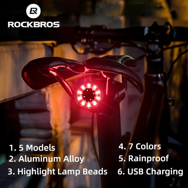 ROCKBROS Smart Bicycle Brake Tail Light IPX6 Waterproof Tail Light LED Charging