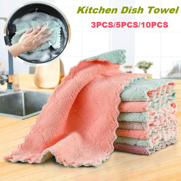 Absorbent Towel Non-Stick Kitchen Dish 3PCS Rag Oil Cloth Kitchen