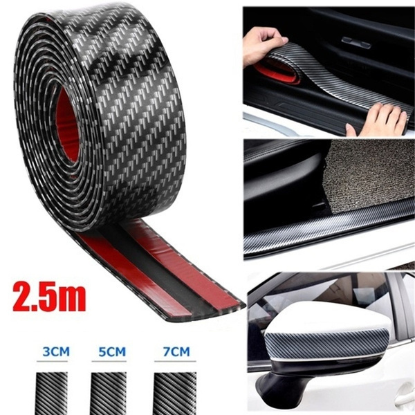 2.5M Car Carbon Fiber Rubber Door Sill Protector Edge Guard Sticker Bumper Strip