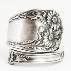 Sterling, adjustablering, Flowers, wedding ring