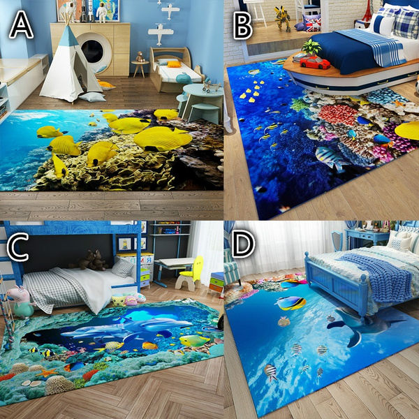 Tropical Fishes Sea Ocean Area Rugs Floor Carpet Mat Living Room Bedroom Kitchen 