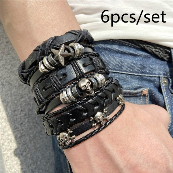 Star Streamlined Design Superior Quality Black Color Bracelet for Men   Soni Fashion