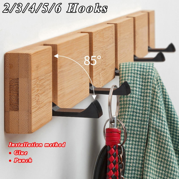 2 3 4 5 6 Hooks Wood Wall Hanger Coat Hooks Key Hook Holder