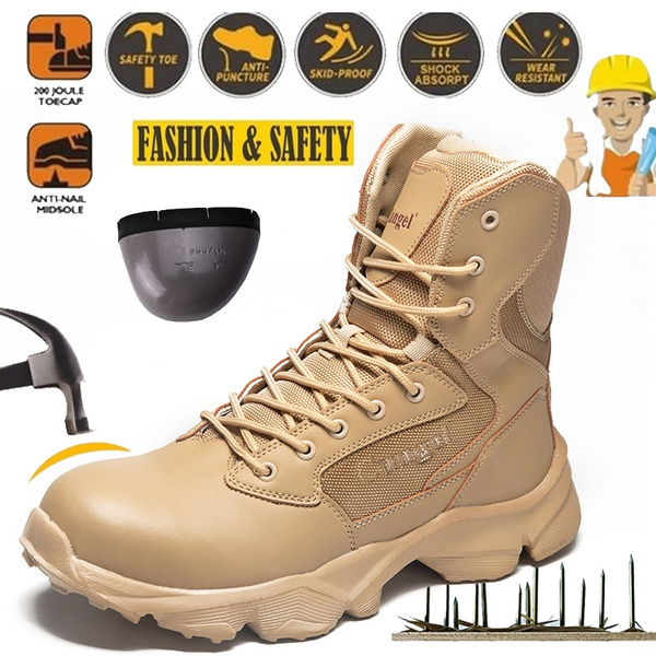 Men's Safety Labor Shoes Steel Toe Work Boots Breathable Outdoor Hiking Sneakers 