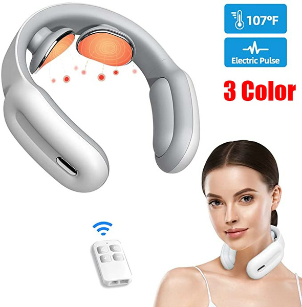 FSM impulses Neck Massager, Remote Controlled, 8 Modes and 15 Intensities,  APP Control, Heat, Electric Neck Massage Cordless, 8 Modes 15 Levels Smart  Deep Tissue Trigger Point Massage Use at Home, Outdoor