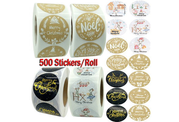 500pcs Round Transparent Merry Christmas Stickers Envelope Gift Cards Seal Label