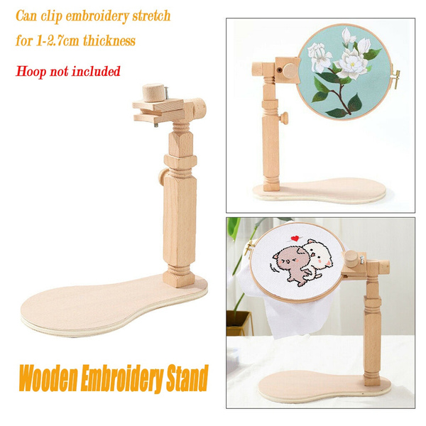 Adjustable Wood Cross Stitch Rack Desktop Embroidery Frame Hoop Stand