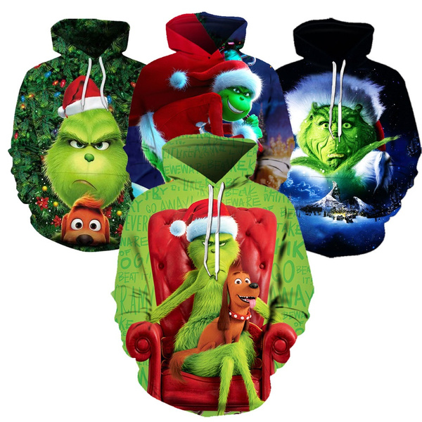 Grinch Christmas 3D Printed Pullover Hoodie Christmas Sweatshirts