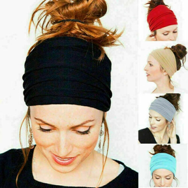 Women Boho Wide Stretch Headband Turban Sports Yoga Gym Hairband Headwrap