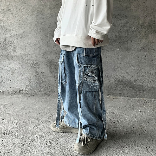 Men Jeans Denim Pants Hip Hop Trousers 