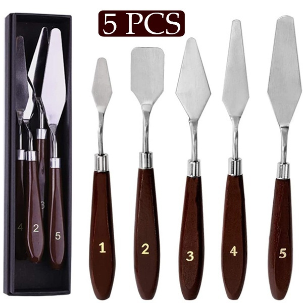 5 Pcs Painting Palette Knives Set Spatula Palette Knife Painting Mixing ...