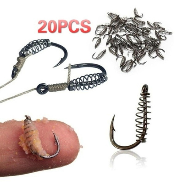 20 Pcs/Pack Stainless Steel Spring Barbed Fishing Hooks Fishing