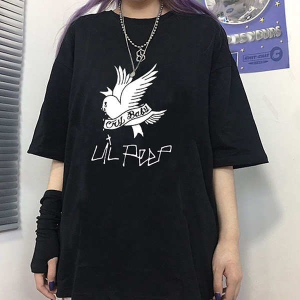 Summer T-shirt lil peep hip-hop singer loose fun letter printing Harajuku chic short-sleeve tops women's clothing Wish