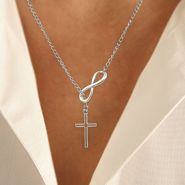 Fashion Jewelry Charm Long Pendants Choker Cross Pendants Infinity Necklace 