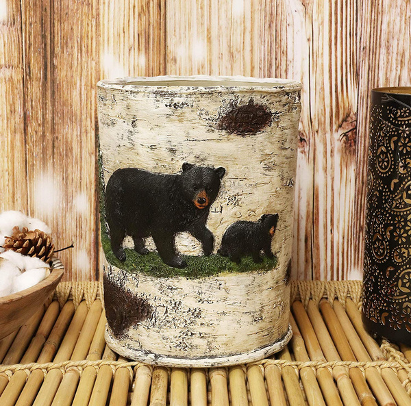 Ebros Wildlife Rustic Black Bear in Pine Trees Forest Bathroom