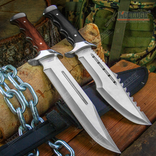 15 Full Tang Fixed Blade Knives With Wood Handle Scales Big