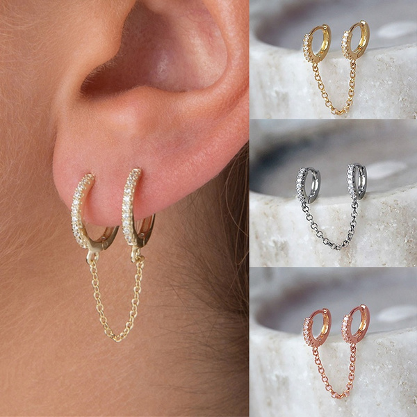 CZ Double Spiral Hoop Earrings Single or Double Piercing Earrings Small  Hoop Earrings Rose Gold Sterling Silver Helix Hoop Cartilage Earring - Etsy
