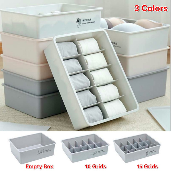 【BestGO】5 Grids Wardrobe Storage Box Basket Sock Storage Box Underwear  Organizer Bra Underwear Storage Box Plastic Container Organizer