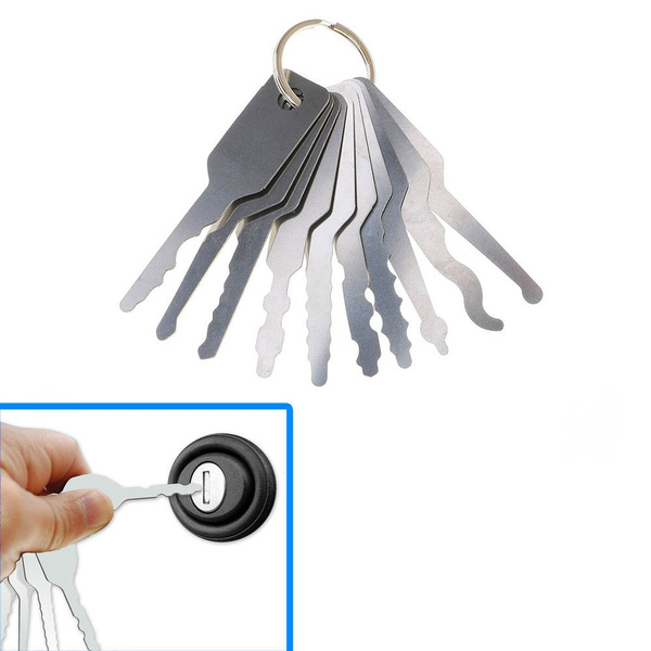 10pcs Jiggler Key Lock Double Sided Lock Car Keys Opener Tools Set