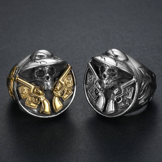 Steel, Fashion, Rose Gold Ring, skull