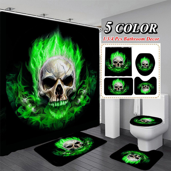 1 3 4 Pcs Bathroom Decor 5 Colors Flame, Skull Bathroom Decor