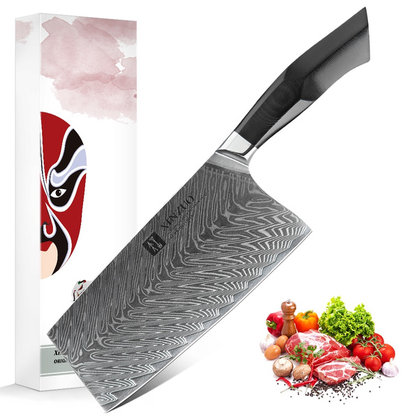 XINZUO 7.5 Inch Cleaver Knife,Composite Steel Chinese Chef  Knife,Professional Butcher Knife 3 Layers Clad Steel,Sharp Kitchen Meat  Vegetable Knife