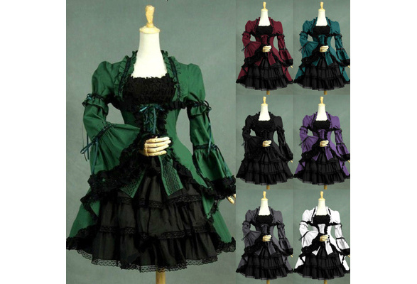 Gothic Victorian Lolita Steampunk Chocolate Cape Theater Trench Coat Dress C018 